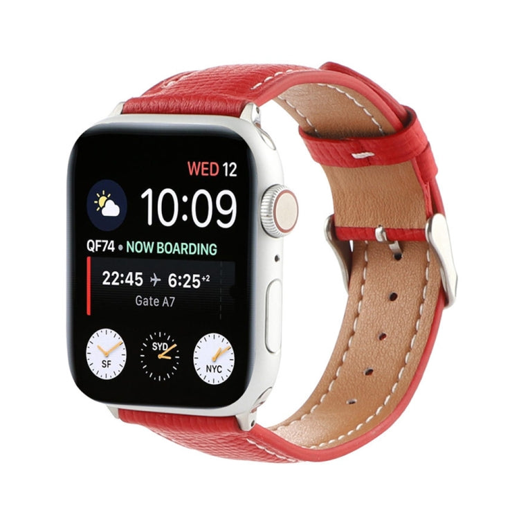Small Waist Cross Texture Leather Watch Band For Apple Watch Series 9&8&7 41mm / SE 3&SE 2&6&SE&5&4 40mm / 3&2&1 38mm(Red) by bashfashion