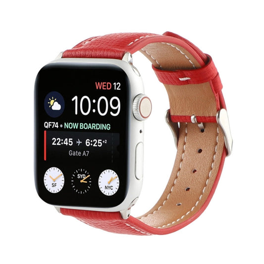 Small Waist Cross Texture Leather Watch Band For Apple Watch Series 9&8&7 41mm / SE 3&SE 2&6&SE&5&4 40mm / 3&2&1 38mm(Red) by bashfashion