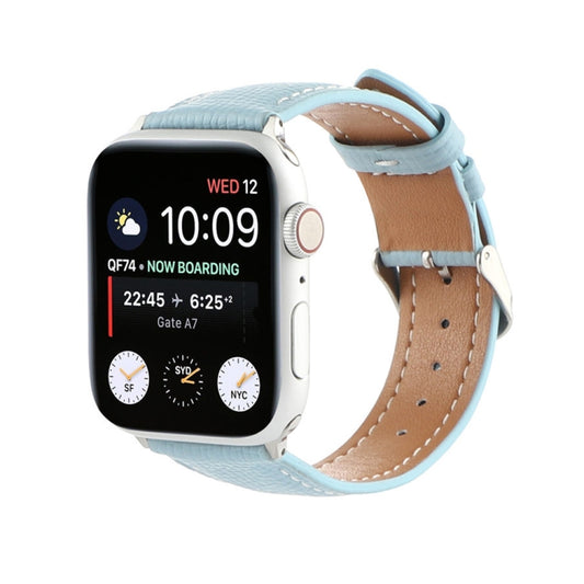 Small Waist Cross Texture Leather Watch Band For Apple Watch Series 9&8&7 41mm / SE 3&SE 2&6&SE&5&4 40mm / 3&2&1 38mm(Sky Blue) by bashfashion
