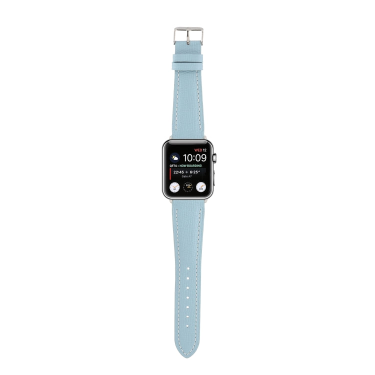 Small Waist Cross Texture Leather Watch Band For Apple Watch Series 9&8&7 41mm / SE 3&SE 2&6&SE&5&4 40mm / 3&2&1 38mm(Sky Blue) by bashfashion