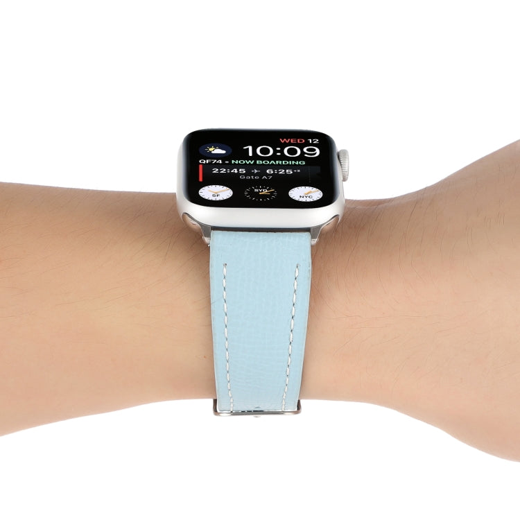 Small Waist Cross Texture Leather Watch Band For Apple Watch Series 9&8&7 41mm / SE 3&SE 2&6&SE&5&4 40mm / 3&2&1 38mm(Sky Blue) by bashfashion