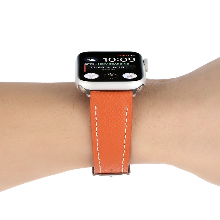Small Waist Cross Texture Leather Watch Band For Apple Watch Series 9&8&7 41mm / SE 3&SE 2&6&SE&5&4 40mm / 3&2&1 38mm(Orange) by bashfashion