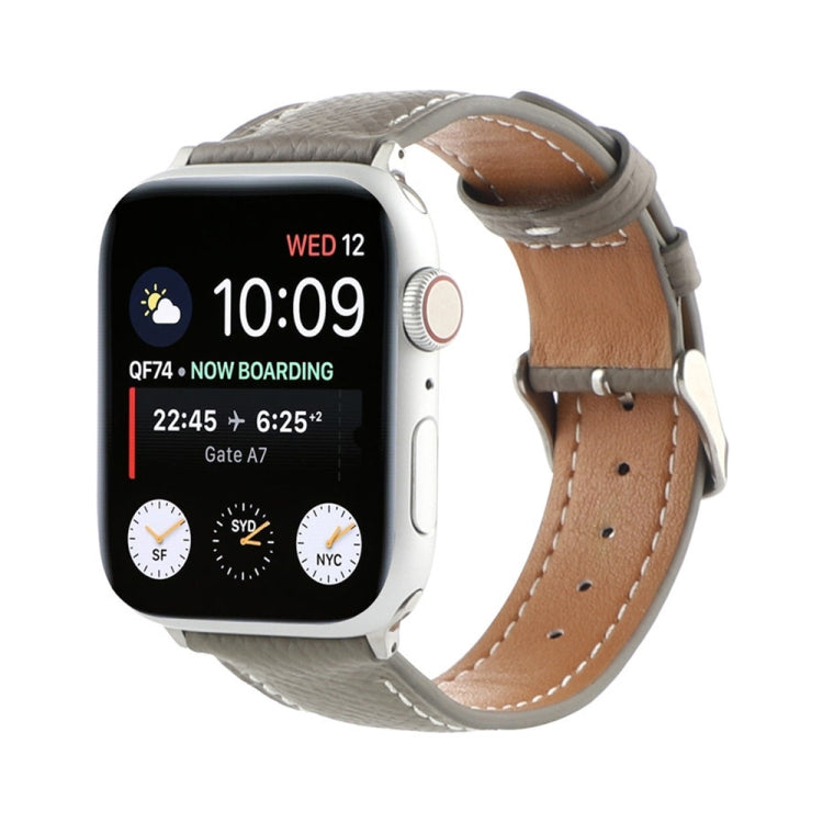 Small Waist Cross Texture Leather Watch Band For Apple Watch Series 9&8&7 41mm / SE 3&SE 2&6&SE&5&4 40mm / 3&2&1 38mm(Gray) by bashfashion