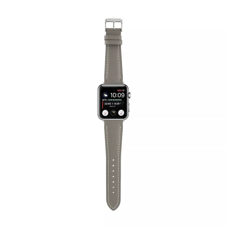 Small Waist Cross Texture Leather Watch Band For Apple Watch Series 9&8&7 41mm / SE 3&SE 2&6&SE&5&4 40mm / 3&2&1 38mm(Gray) by bashfashion