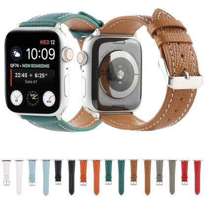 Small Waist Cross Texture Leather Watch Band For Apple Watch Series 9&8&7 41mm / SE 3&SE 2&6&SE&5&4 40mm / 3&2&1 38mm(Gray) by bashfashion