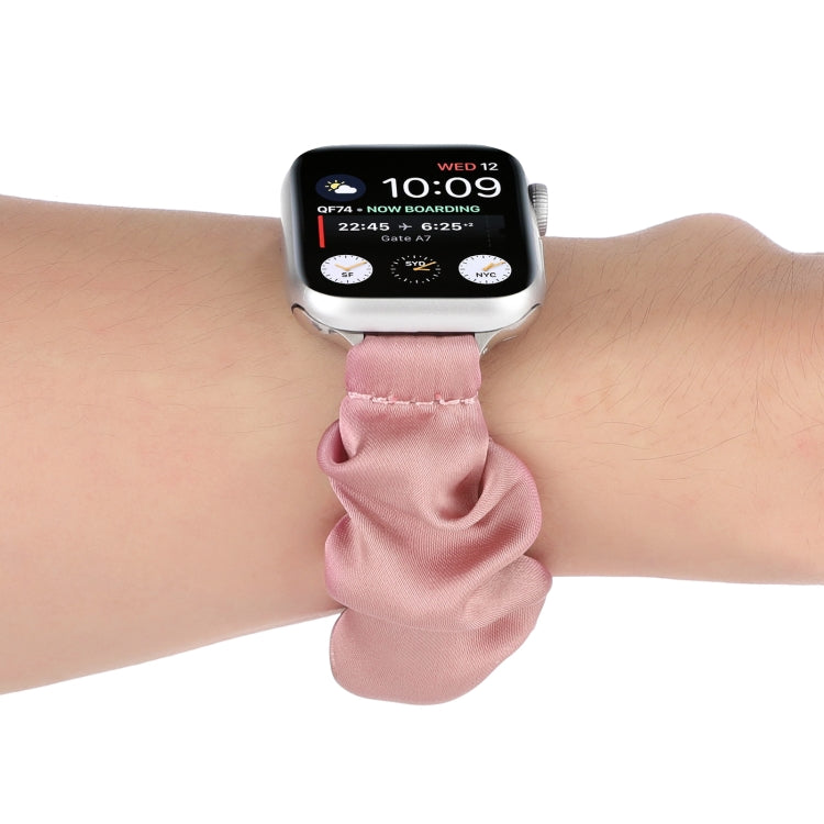 Scarf Hair Tie Watch Band For Apple Watch Ultra 49mm&Watch Ultra 2 49mm / Series 9&8&7 45mm / SE 3&SE 2&6&SE&5&4 44mm / 3&2&1 42mm(Lotus Root Pink) by bashfashion