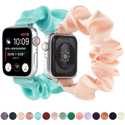 Scarf Hair Tie Watch Band For Apple Watch Ultra 49mm&Watch Ultra 2 49mm / Series 9&8&7 45mm / SE 3&SE 2&6&SE&5&4 44mm / 3&2&1 42mm(Lotus Root Pink) by bashfashion