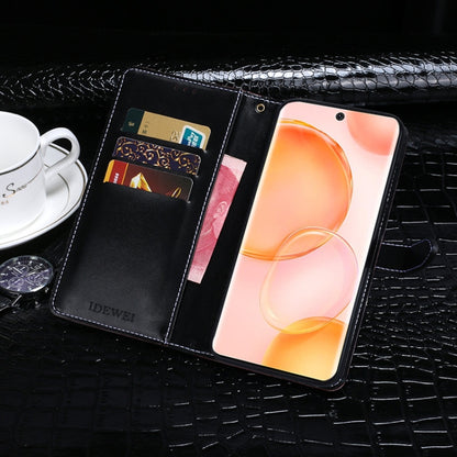 For Honor 50 Pro idewei Crocodile Texture Horizontal Flip Leather Case with Holder & Card Slots & Wallet(Black) by idewei