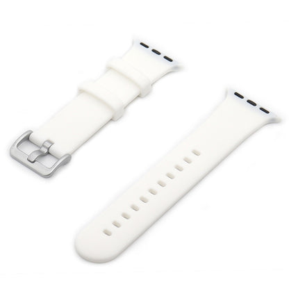 Silver Buckle Silicone Watch Band For Apple Watch Ultra 49mm&Watch Ultra 2 49mm / Series 9&8&7 45mm / SE 3&SE 2&6&SE&5&4 44mm / 3&2&1 42mm(White) by bashfashion
