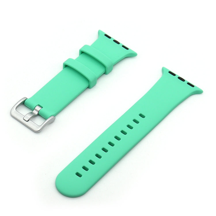Silver Buckle Silicone Watch Band For Apple Watch Ultra 49mm&Watch Ultra 2 49mm / Series 9&8&7 45mm / SE 3&SE 2&6&SE&5&4 44mm / 3&2&1 42mm(Mint Green) by bashfashion