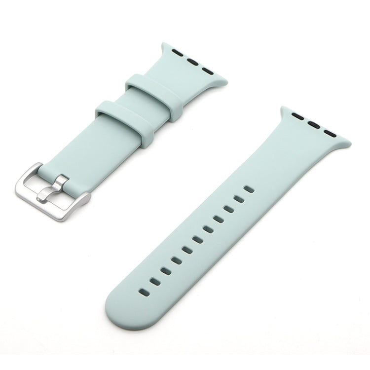 Silver Buckle Silicone Watch Band For Apple Watch Ultra 49mm&Watch Ultra 2 49mm / Series 9&8&7 45mm / SE 3&SE 2&6&SE&5&4 44mm / 3&2&1 42mm(Gemstone Green) by bashfashion