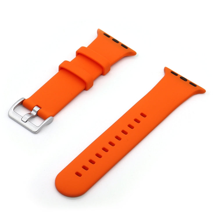 Silver Buckle Silicone Watch Band For Apple Watch Ultra 49mm&Watch Ultra 2 49mm / Series 9&8&7 45mm / SE 3&SE 2&6&SE&5&4 44mm / 3&2&1 42mm(Orange) by bashfashion