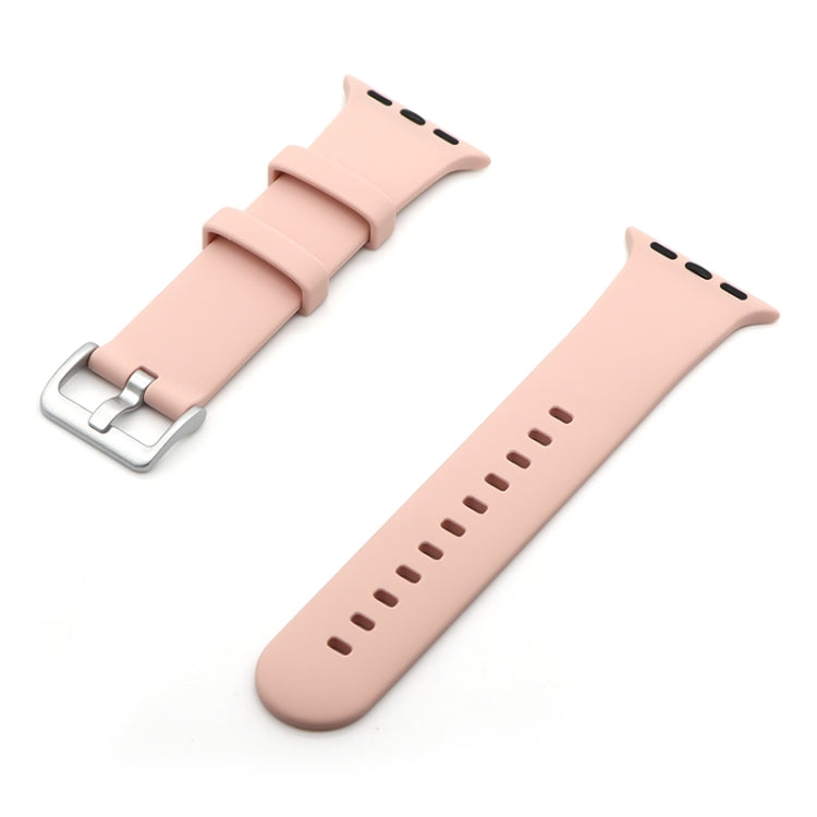 Silver Buckle Silicone Watch Band For Apple Watch Ultra 49mm&Watch Ultra 2 49mm / Series 9&8&7 45mm / SE 3&SE 2&6&SE&5&4 44mm / 3&2&1 42mm(Pink Sand) by bashfashion