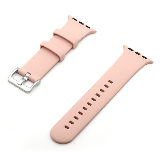 Silver Buckle Silicone Watch Band For Apple Watch Ultra 49mm&Watch Ultra 2 49mm / Series 9&8&7 45mm / SE 3&SE 2&6&SE&5&4 44mm / 3&2&1 42mm(Pink Sand) by bashfashion