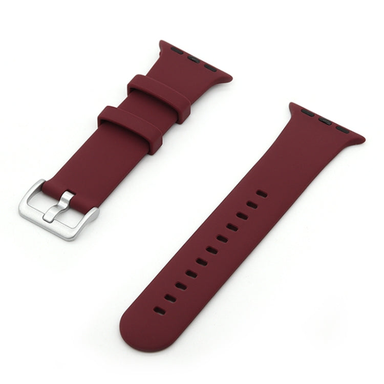 Silver Buckle Silicone Watch Band For Apple Watch Ultra 49mm&Watch Ultra 2 49mm / Series 9&8&7 45mm / SE 3&SE 2&6&SE&5&4 44mm / 3&2&1 42mm(Bronze Purple) by bashfashion