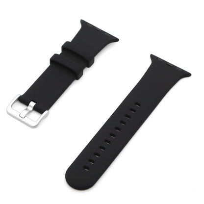Silver Buckle Silicone Watch Band For Apple Watch Ultra 49mm&Watch Ultra 2 49mm / Series 9&8&7 45mm / SE 3&SE 2&6&SE&5&4 44mm / 3&2&1 42mm(Black) by bashfashion