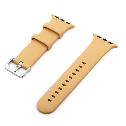 Silver Buckle Silicone Watch Band For Apple Watch Ultra 49mm&Watch Ultra 2 49mm / Series 9&8&7 45mm / SE 3&SE 2&6&SE&5&4 44mm / 3&2&1 42mm(Walnut) by bashfashion