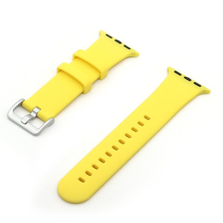 Silver Buckle Silicone Watch Band For Apple Watch Ultra 49mm&Watch Ultra 2 49mm / Series 9&8&7 45mm / SE 3&SE 2&6&SE&5&4 44mm / 3&2&1 42mm(Yellow) by bashfashion