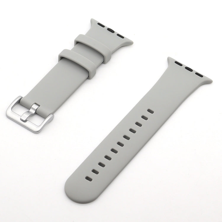 Silver Buckle Silicone Watch Band For Apple Watch Ultra 49mm&Watch Ultra 2 49mm / Series 9&8&7 45mm / SE 3&SE 2&6&SE&5&4 44mm / 3&2&1 42mm(Grey) by bashfashion