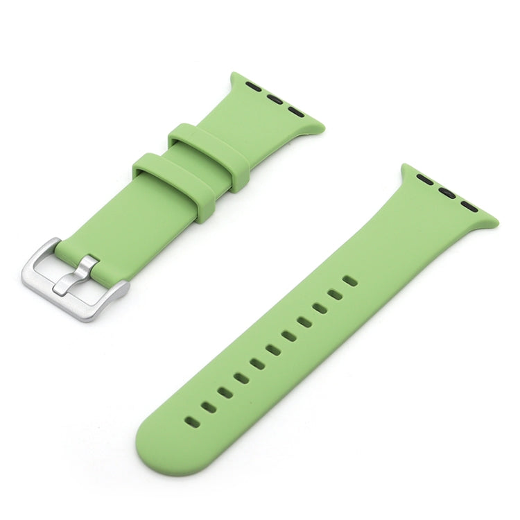 Silver Buckle Silicone Watch Band For Apple Watch Ultra 49mm&Watch Ultra 2 49mm / Series 9&8&7 45mm / SE 3&SE 2&6&SE&5&4 44mm / 3&2&1 42mm(Green) by bashfashion