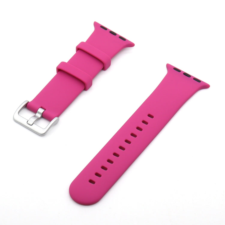 Silver Buckle Silicone Watch Band For Apple Watch Ultra 49mm&Watch Ultra 2 49mm / Series 9&8&7 45mm / SE 3&SE 2&6&SE&5&4 44mm / 3&2&1 42mm(Rose Red) by bashfashion