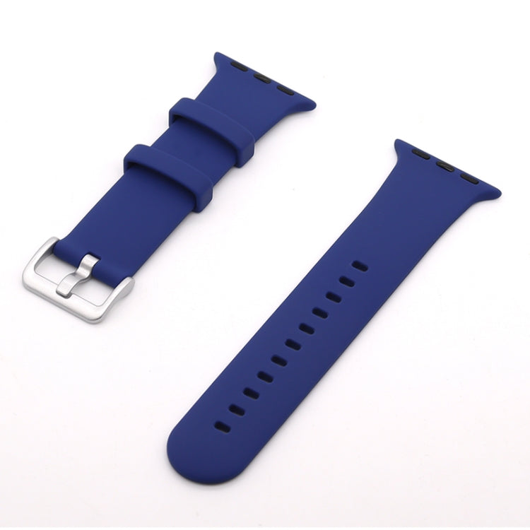 Silver Buckle Silicone Watch Band For Apple Watch Ultra 49mm&Watch Ultra 2 49mm / Series 9&8&7 45mm / SE 3&SE 2&6&SE&5&4 44mm / 3&2&1 42mm(Dark Blue) by bashfashion