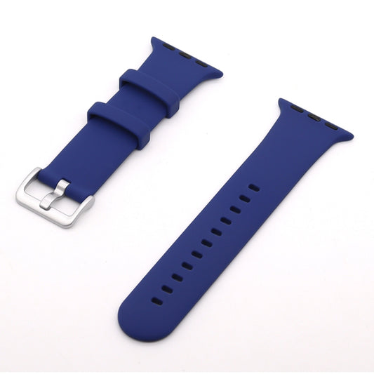 Silver Buckle Silicone Watch Band For Apple Watch Ultra 49mm&Watch Ultra 2 49mm / Series 9&8&7 45mm / SE 3&SE 2&6&SE&5&4 44mm / 3&2&1 42mm(Dark Blue) by bashfashion