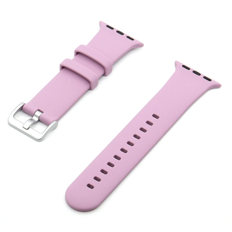 Silver Buckle Silicone Watch Band For Apple Watch Ultra 49mm&Watch Ultra 2 49mm / Series 9&8&7 45mm / SE 3&SE 2&6&SE&5&4 44mm / 3&2&1 42mm(Lavender Purple) by bashfashion
