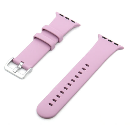 Silver Buckle Silicone Watch Band For Apple Watch Ultra 49mm&Watch Ultra 2 49mm / Series 9&8&7 45mm / SE 3&SE 2&6&SE&5&4 44mm / 3&2&1 42mm(Lavender Purple) by bashfashion