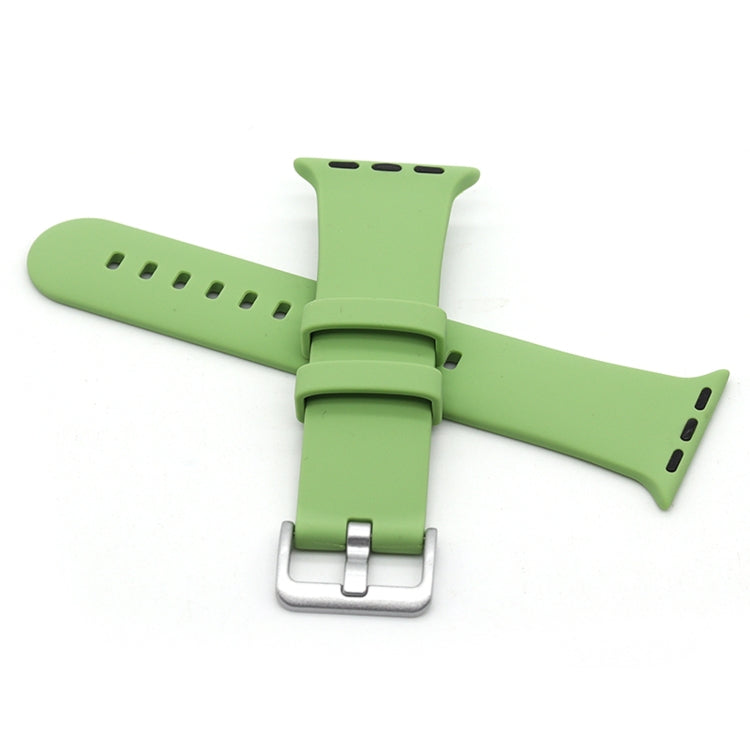 Silver Buckle Silicone Watch Band For Apple Watch Ultra 49mm&Watch Ultra 2 49mm / Series 9&8&7 45mm / SE 3&SE 2&6&SE&5&4 44mm / 3&2&1 42mm(Gemstone Green) by bashfashion