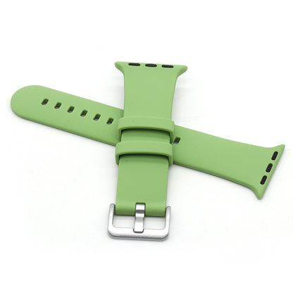Silver Buckle Silicone Watch Band For Apple Watch Ultra 49mm&Watch Ultra 2 49mm / Series 9&8&7 45mm / SE 3&SE 2&6&SE&5&4 44mm / 3&2&1 42mm(Green) by bashfashion