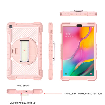 For Samsung Galaxy Tab A 10.1 2019 T515 360 Degree Rotation Contrast Color Shockproof Silicone + PC Case with Holder & Hand Grip Strap & Shoulder Strap(Rose Gold) by bashfashion