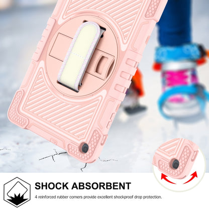 For Samsung Galaxy Tab A 10.1 2019 T515 360 Degree Rotation Contrast Color Shockproof Silicone + PC Case with Holder & Hand Grip Strap & Shoulder Strap(Rose Gold) by bashfashion