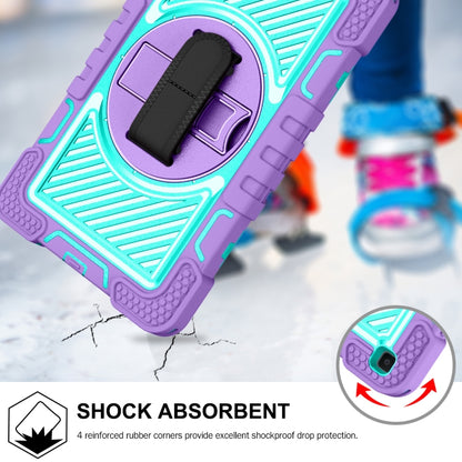 For Samsung Galaxy Tab A 8.0 2019 T290 360 Degree Rotation Contrast Color Shockproof Silicone + PC Case with Holder & Hand Grip Strap & Shoulder Strap(Purple + Mint Green) by bashfashion