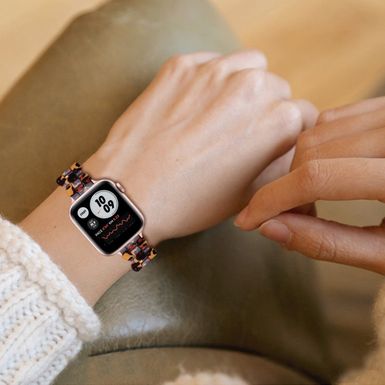 Oval Resin Watch Band For Apple Watch Series 9&8&7 41mm / SE 3&SE 2&6&SE&5&4 40mm / 3&2&1 38mm(Leopard Print) by bashfashion