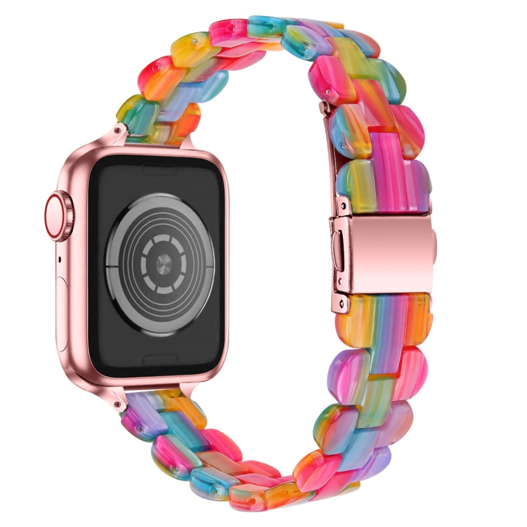 Oval Resin Watch Band For Apple Watch Series 9&8&7 41mm / SE 3&SE 2&6&SE&5&4 40mm / 3&2&1 38mm(Rainbow) by bashfashion
