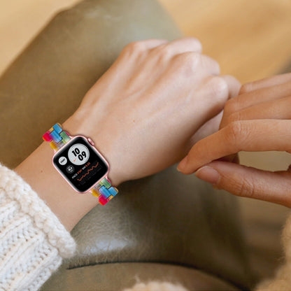 Oval Resin Watch Band For Apple Watch Series 9&8&7 41mm / SE 3&SE 2&6&SE&5&4 40mm / 3&2&1 38mm(Rainbow) by bashfashion