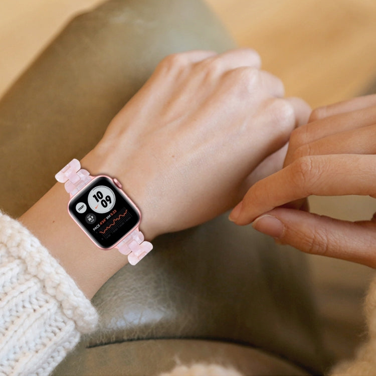 Oval Resin Watch Band For Apple Watch Series 9&8&7 41mm / SE 3&SE 2&6&SE&5&4 40mm / 3&2&1 38mm(Pink Flower) by bashfashion