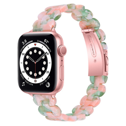 Oval Resin Watch Band For Apple Watch Series 9&8&7 41mm / SE 3&SE 2&6&SE&5&4 40mm / 3&2&1 38mm(Pink Green Flower) by bashfashion