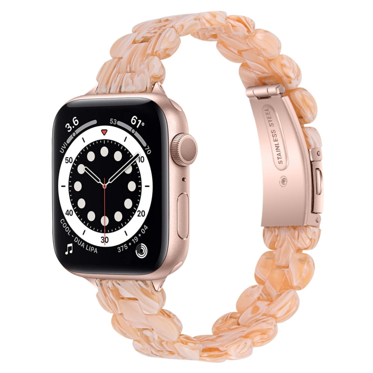 Oval Resin Watch Band For Apple Watch Series 9&8&7 41mm / SE 3&SE 2&6&SE&5&4 40mm / 3&2&1 38mm(Silk White) by bashfashion