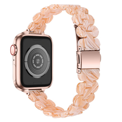 Oval Resin Watch Band For Apple Watch Series 9&8&7 41mm / SE 3&SE 2&6&SE&5&4 40mm / 3&2&1 38mm(Silk White) by bashfashion