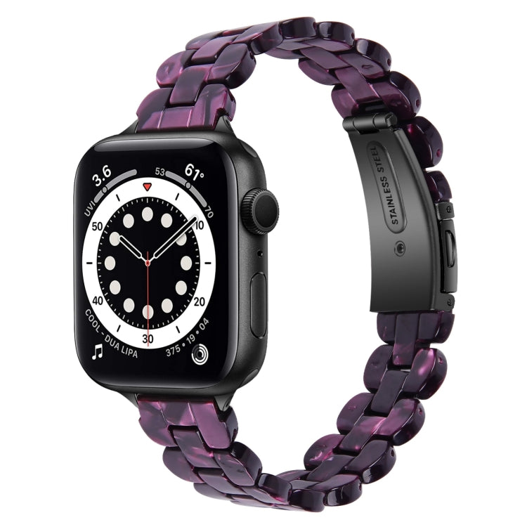 Oval Resin Watch Band For Apple Watch Series 9&8&7 41mm / SE 3&SE 2&6&SE&5&4 40mm / 3&2&1 38mm(Purple Light) by bashfashion