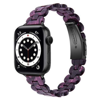 Oval Resin Watch Band For Apple Watch Series 9&8&7 41mm / SE 3&SE 2&6&SE&5&4 40mm / 3&2&1 38mm(Purple Light) by bashfashion