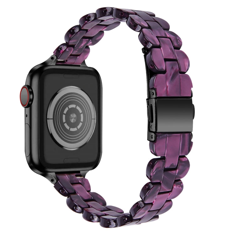 Oval Resin Watch Band For Apple Watch Series 9&8&7 41mm / SE 3&SE 2&6&SE&5&4 40mm / 3&2&1 38mm(Purple Light) by bashfashion