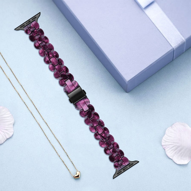 Oval Resin Watch Band For Apple Watch Series 9&8&7 41mm / SE 3&SE 2&6&SE&5&4 40mm / 3&2&1 38mm(Purple Light) by bashfashion