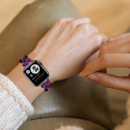 Oval Resin Watch Band For Apple Watch Series 9&8&7 41mm / SE 3&SE 2&6&SE&5&4 40mm / 3&2&1 38mm(Purple Light) by bashfashion