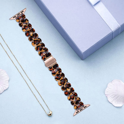 Oval Resin Watch Band For Apple Watch Ultra 49mm&Watch Ultra 2 49mm / Series 9&8&7 45mm / SE 3&SE 2&6&SE&5&4 44mm / 3&2&1 42mm(Leopard Print) by bashfashion
