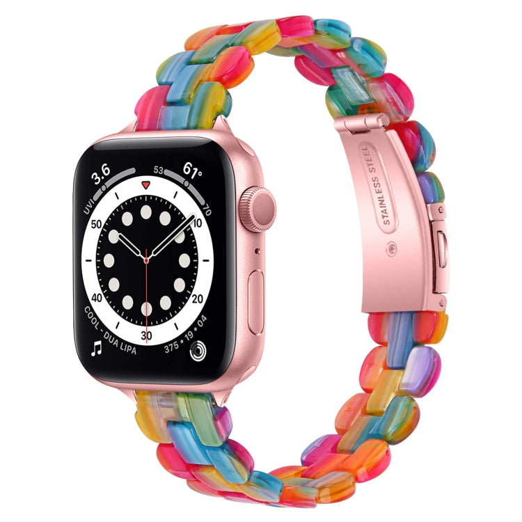 Oval Resin Watch Band For Apple Watch Ultra 49mm&Watch Ultra 2 49mm / Series 9&8&7 45mm / SE 3&SE 2&6&SE&5&4 44mm / 3&2&1 42mm(Rainbow) by bashfashion