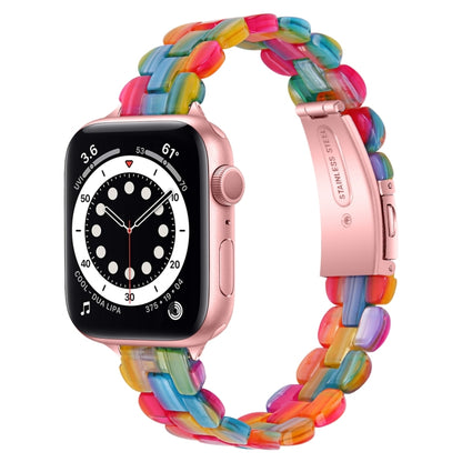 Oval Resin Watch Band For Apple Watch Ultra 49mm&Watch Ultra 2 49mm / Series 9&8&7 45mm / SE 3&SE 2&6&SE&5&4 44mm / 3&2&1 42mm(Rainbow) by bashfashion