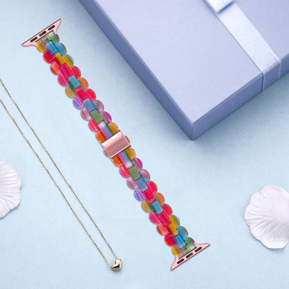 Oval Resin Watch Band For Apple Watch Ultra 49mm&Watch Ultra 2 49mm / Series 9&8&7 45mm / SE 3&SE 2&6&SE&5&4 44mm / 3&2&1 42mm(Rainbow) by bashfashion